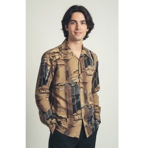 Vintage Landmark 70's Disco Polyester Shirt‎ SZ Large 16-16 1/2 EUC